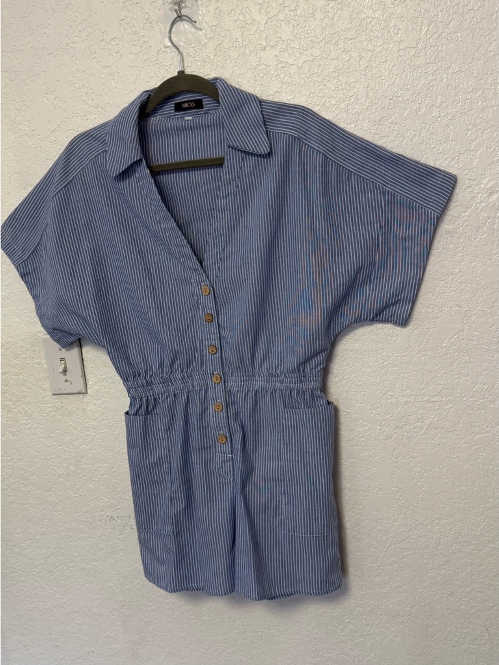 MICAS Blue & White Striped Short Romper - Size M - Boho Beach Style - Picture 7 of 14